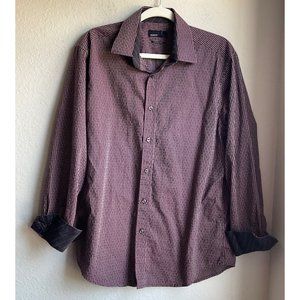 Quieti Mens size Large Button down shirt 100% fine cotton contrast cuff